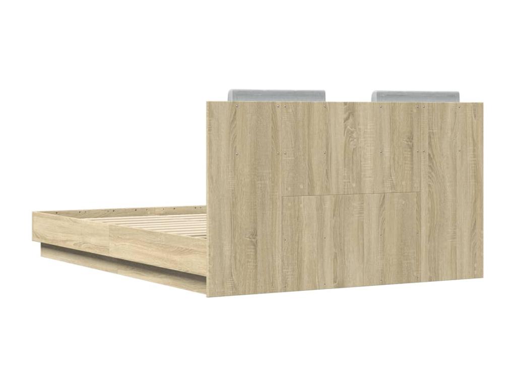 Cadre de lit avec tête de lit chêne Vertchez 140x190 cm