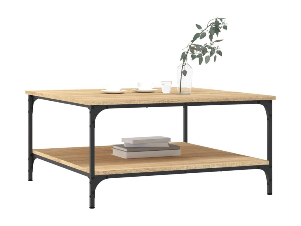 Table basse chêne Vertchez 80x80x40 cm bois d'ingénierie