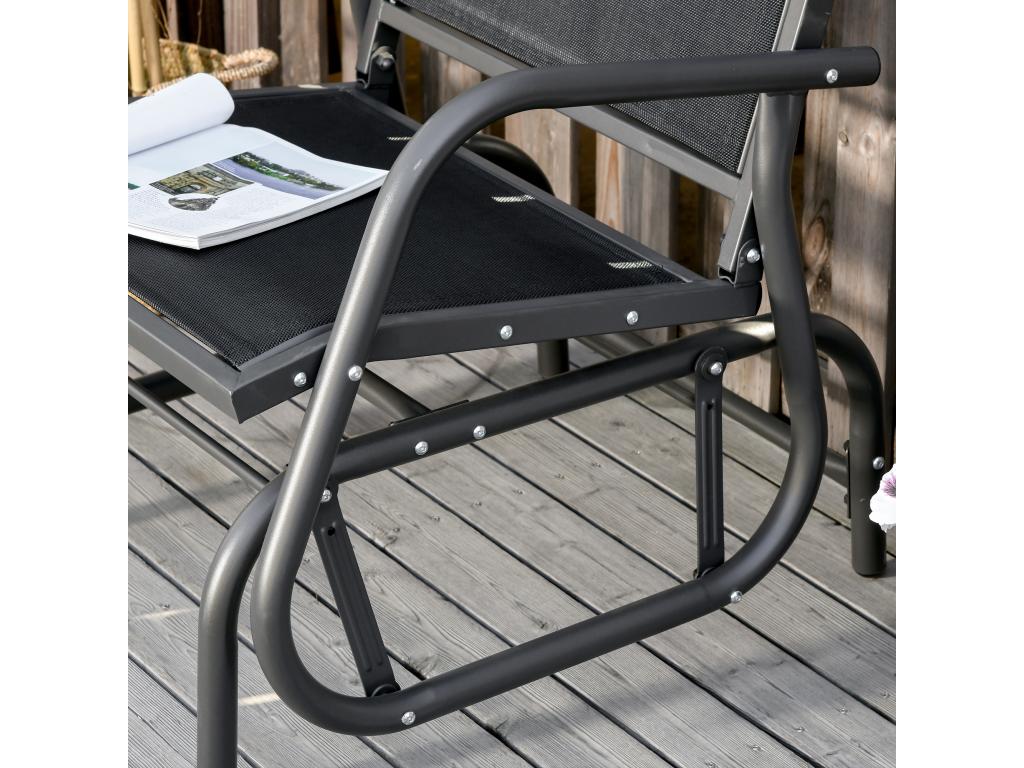 Fauteuil à bascule de jardin rocking chair design contemporain métal textilène noir