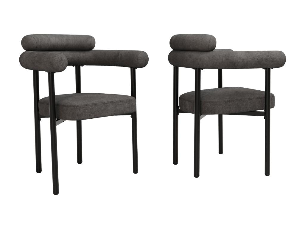 Chaises élégantes en velours gris avec siège à anneaux d70cm×h84cm