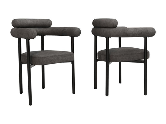 Chaises élégantes en velours gris avec siège à anneaux d70cm×h84cm