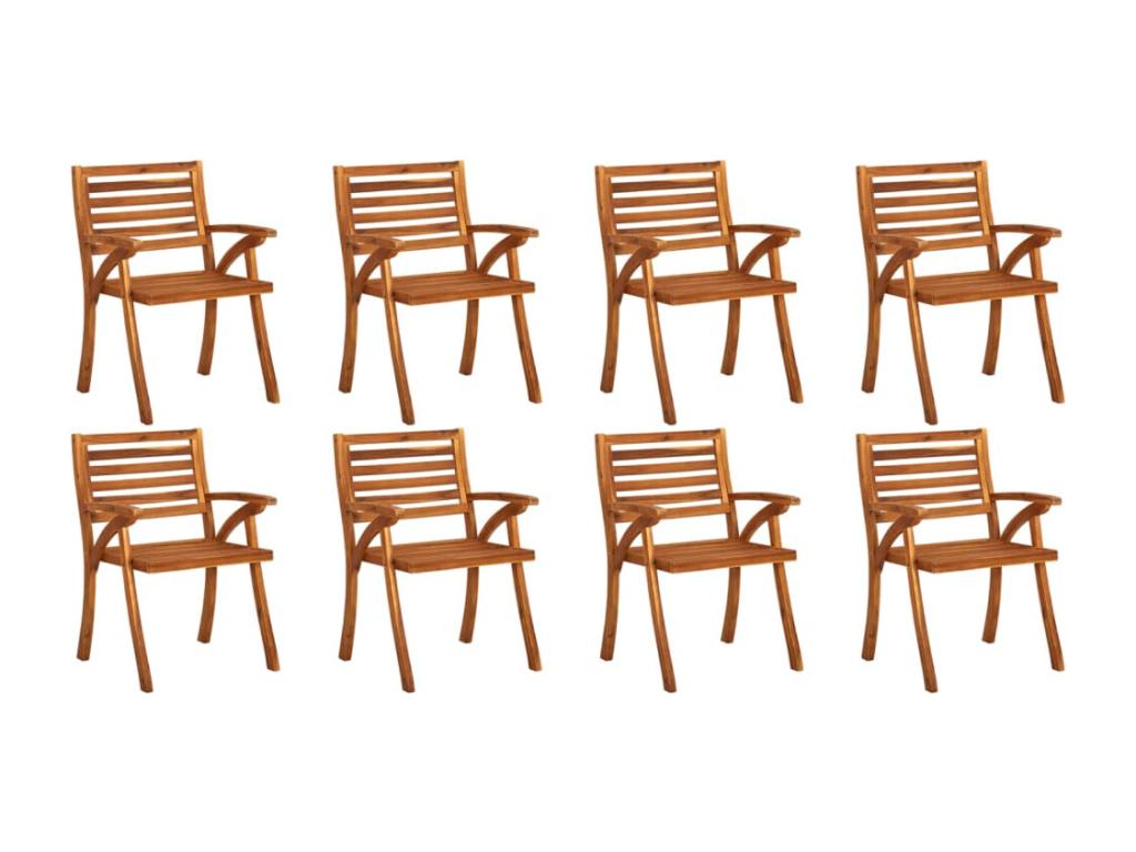 Chaises de jardin avec coussins lot de 8 Bois d'Vertchez solide