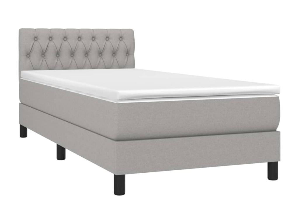 Sommier à Vertchez de lit avec matelas et LED Gris clair 90x190