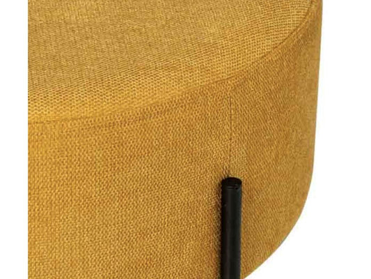 Pouf rond moderne en tissu avec pieds en métal noir Vertchez-Couleur Jaune Vertchez-Diamètre 40 cm
