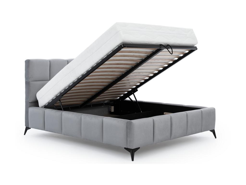 Lit coffre de luxe velours capitonné Mister-Couleur Marron-160x200