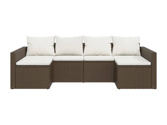 Salon de jardin 2 pcs avec coussins Marron Résine tressée