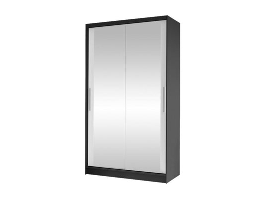 Armoire Vertchez 165 Blanc - Noir 200x100x58cm Portes d'armoire Glissement