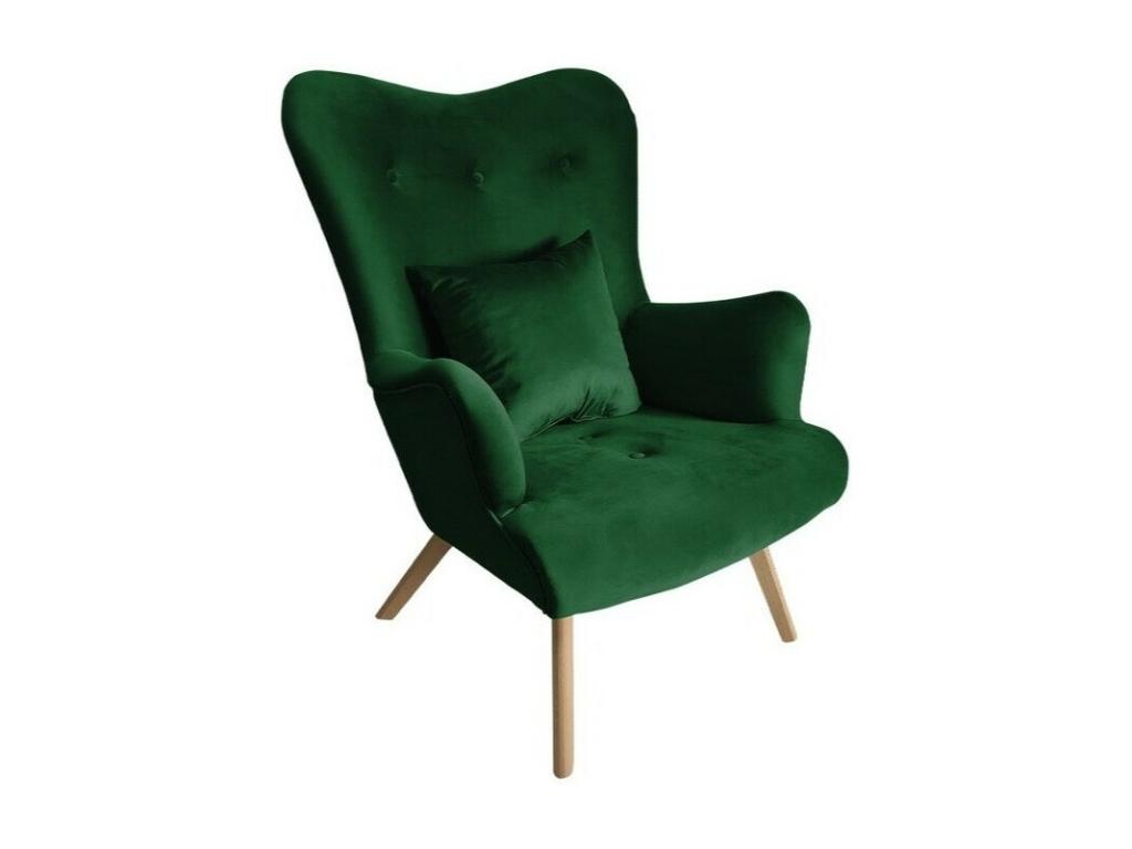 Fauteuil Vertchez 102 Vert 100x76x90cm Tapisserie Pieds Bois