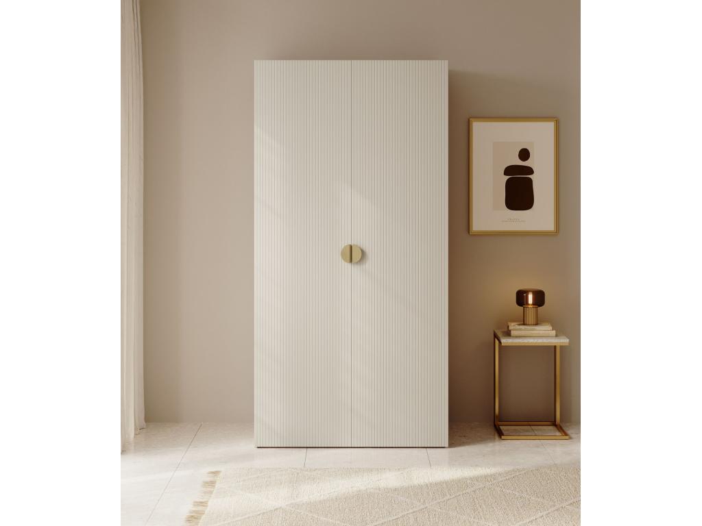 Armoire 2 portes avec tringle et tiroirs - 100 cm - grège - Vertchez