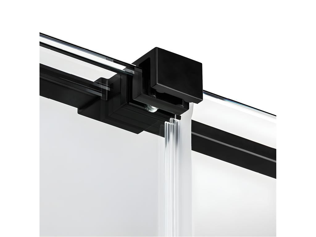 Porte de douche coulissante noire 2 volets CANARIES BLACK Largeur 170 cm verre 8 mm