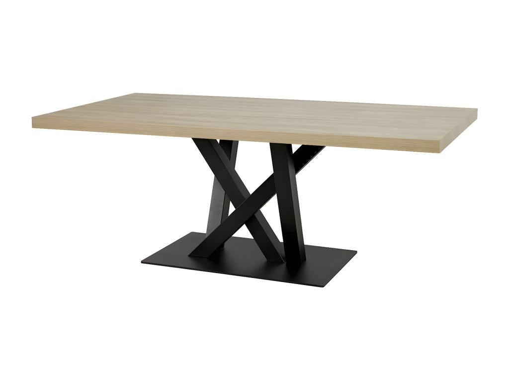 Vertchez - Table 200cm Aspect Bois French Vertchez Piètement Croisé Noir