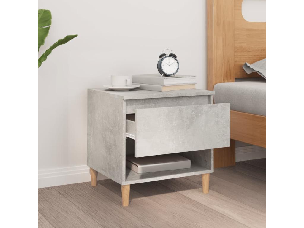 Table de chevet Gris béton 50x46x50 cm Bois d'ingénierie