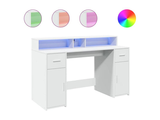 Bureau table poste de bois blanche 140x55x91 cm 02 0023406