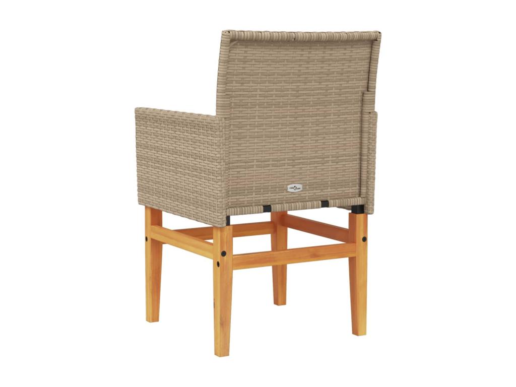Chaises de jardin coussins lot de 2 beige résine tressée bois