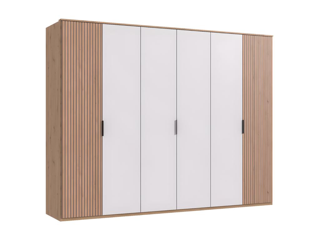 Armoire avec corniche placard coloris blanc imitation chêne Vertchez - L- 270 x H- 210 x P- 58 cm 