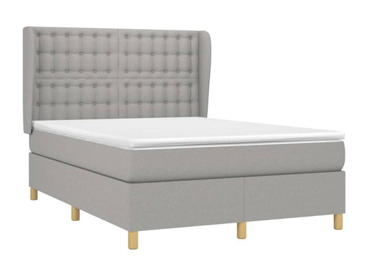 Lit à sommier tapissier avec matelas Gris clair 140x190cm Tissu