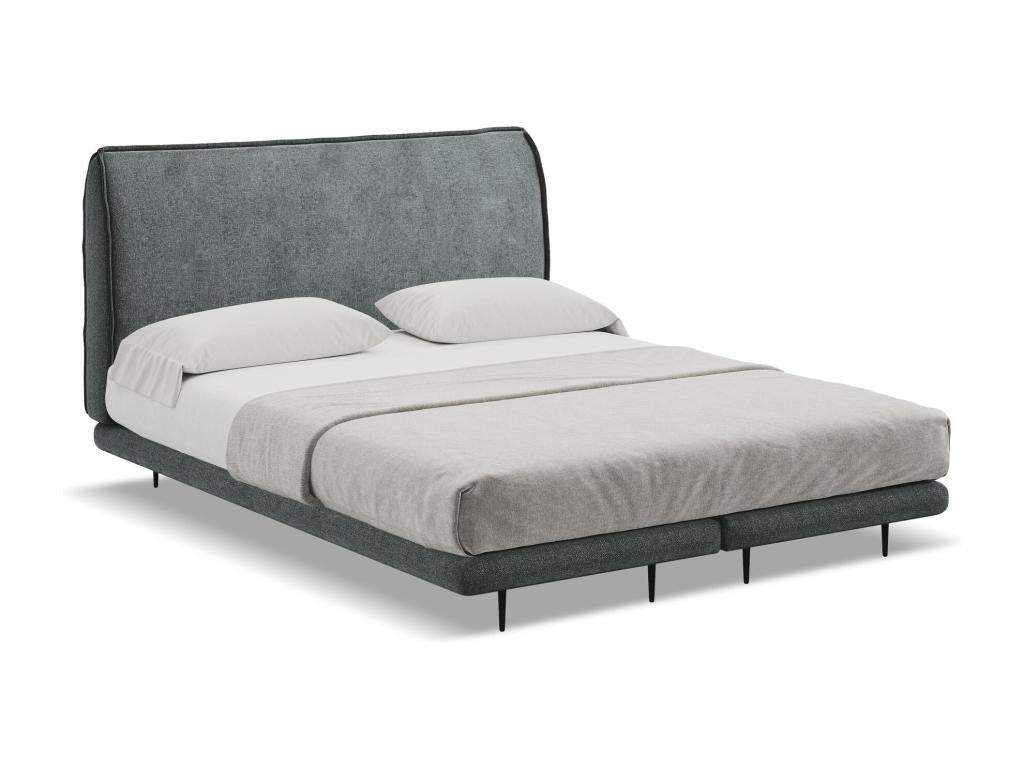 Lit capitonné matelas en tissu chenille 160x200 - graphite - Vertchez