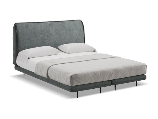 Lit capitonné matelas en tissu chenille 160x200 - graphite - Vertchez