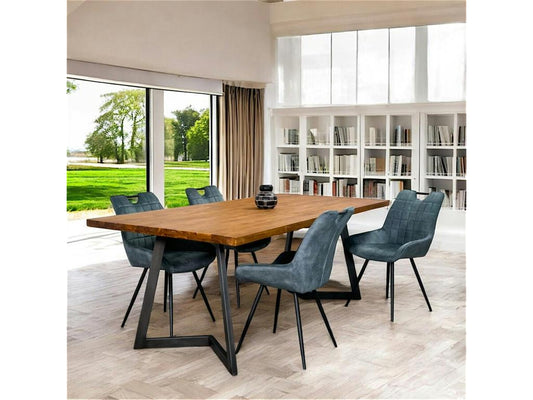 Table à manger bois recyclé teck pied Vertchez 220 cm Vertchez