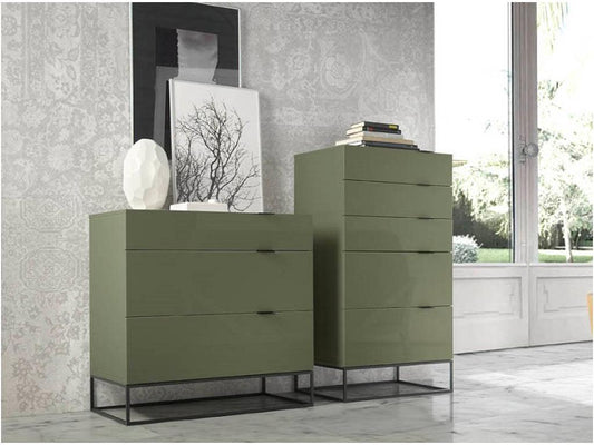 Commode 3 tiroirs bois laqué et acier noir Vertchez-Couleur Vertchez