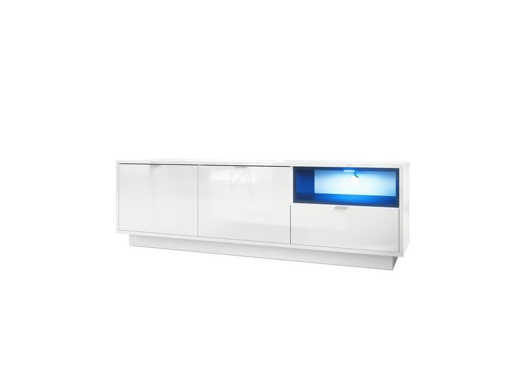 Meuble TV 153 Cm Laqué Blanc Avec Insertion Noir LED lxhxp 153x48x38.