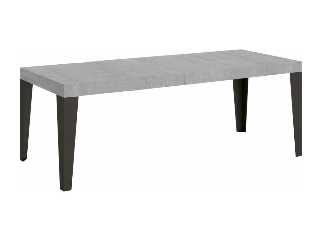 Table extensible 90x160/264 cm Flame Premium Gris Béton cadre Anthracite
