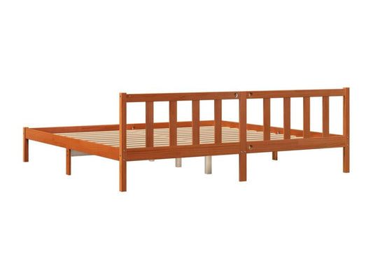 Cadre de lit cire marron 200x200 cm bois de pin massif