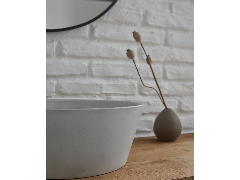Vasque à poser / lavabo en ciment coloris gris béton - Diamètre 40 x Hauteur 15 cm