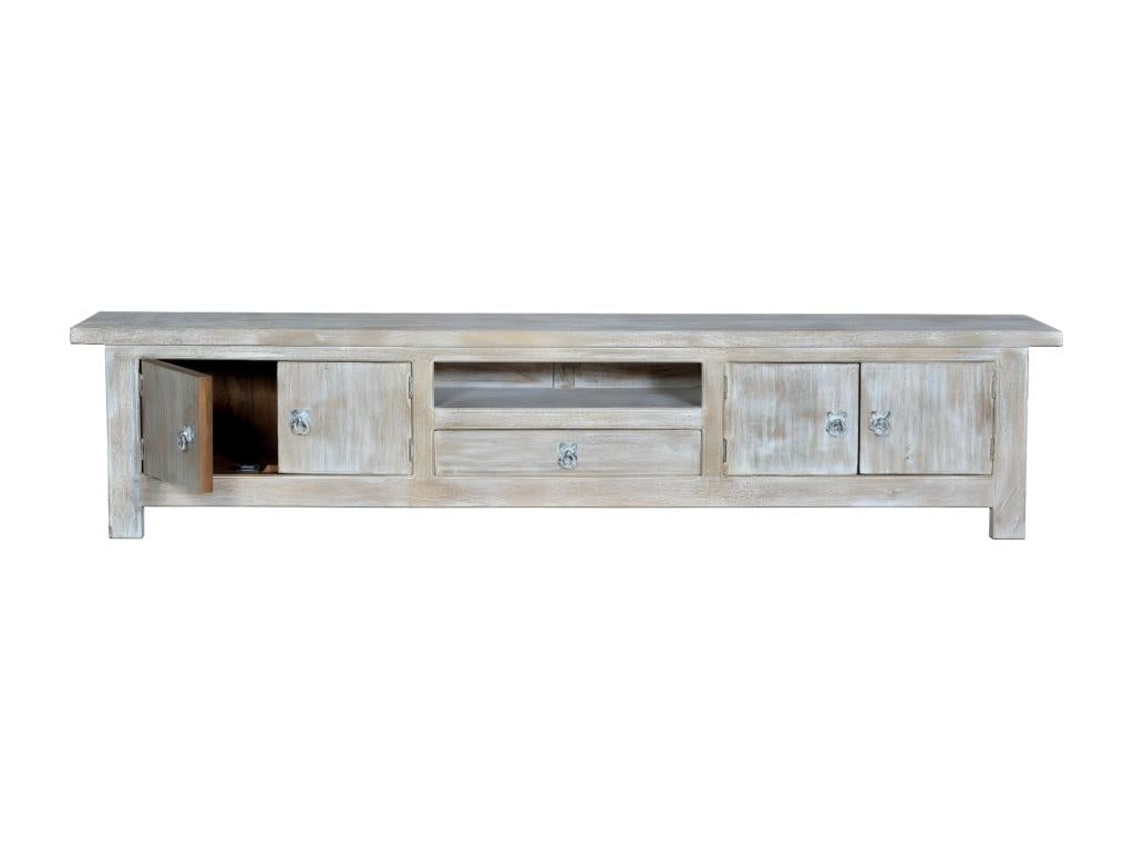 Meuble TV 1 Tiroir Bois Blanc 230x50x44cm - Vertchez