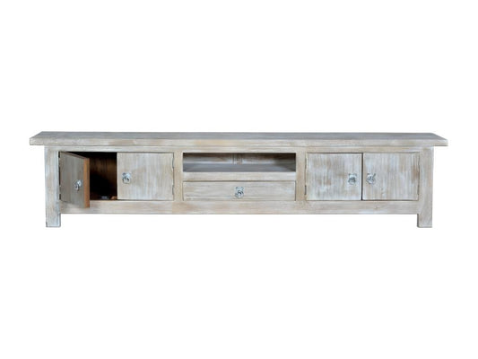 Meuble TV 1 Tiroir Bois Blanc 230x50x44cm - Vertchez