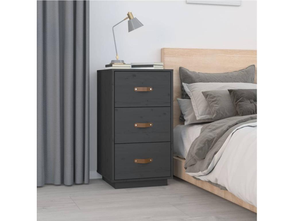 Tables de chevet 2 pièces Gris 40x40x75 cm Bois de pin massif