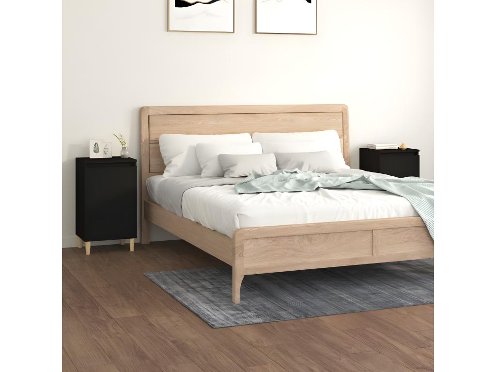 Tables de chevet 2 pièces noir 40x35x70 cm bois d'ingénierie