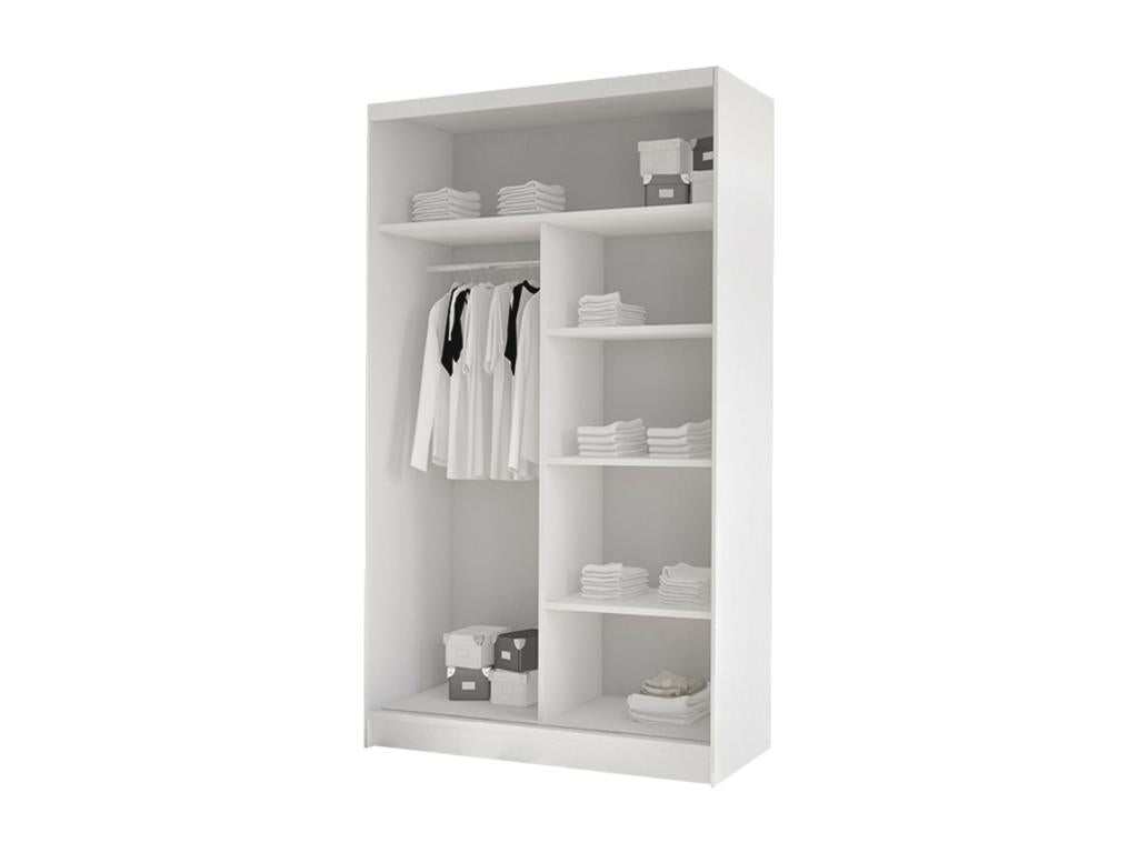 Armoire Vertchez 165 Blanc - Noir 200x100x58cm Portes d'armoire Glissement
