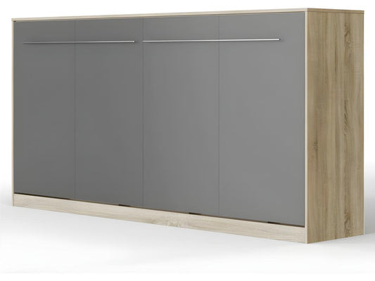Armoire Lit escamotable 90x200cm Vertchezérieur Horizontal Lit Rabattable Lit Mural Chêne Vertchez/Anthracite