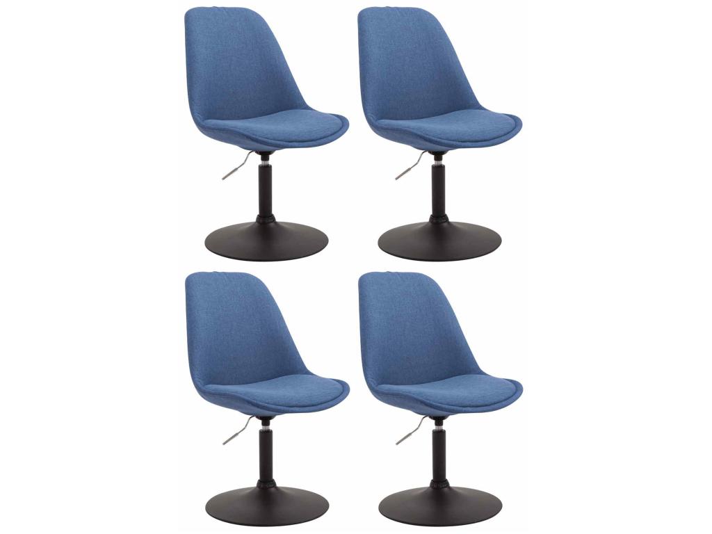 Lot de 4 chaise salle à manger - Tissu / Métal - Bleu - Vertchez