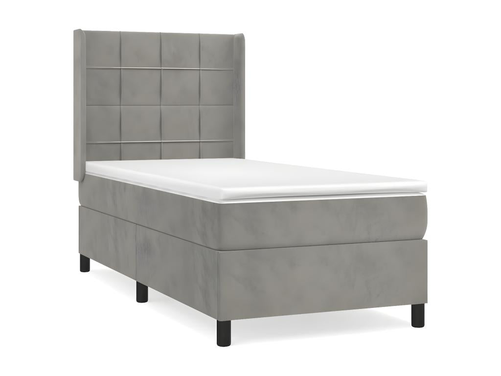 Sommier à Vertchez de lit et matelas Gris clair 100x200 Velours