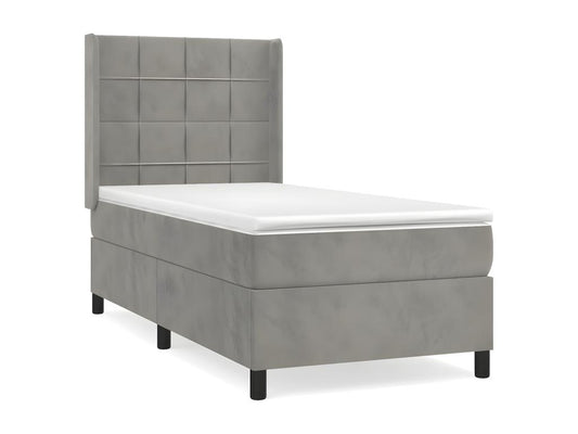 Sommier à Vertchez de lit et matelas Gris clair 100x200 Velours
