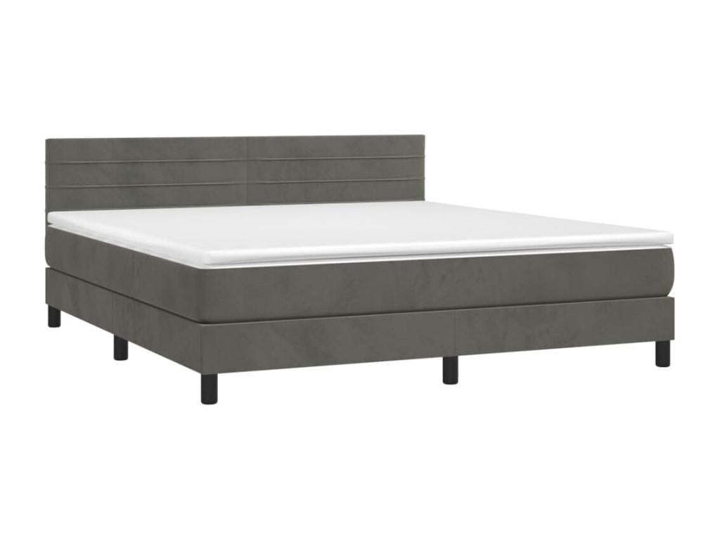 Lit à sommier tapissier et matelas Gris foncé 160x200cm Velours