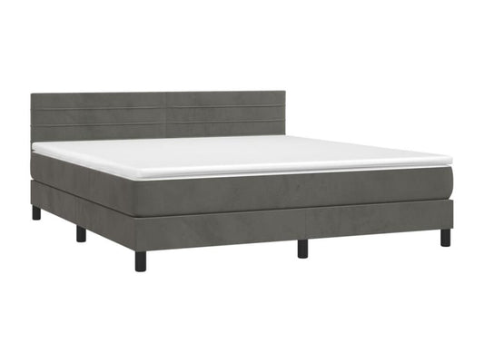 Lit à sommier tapissier et matelas Gris foncé 160x200cm Velours