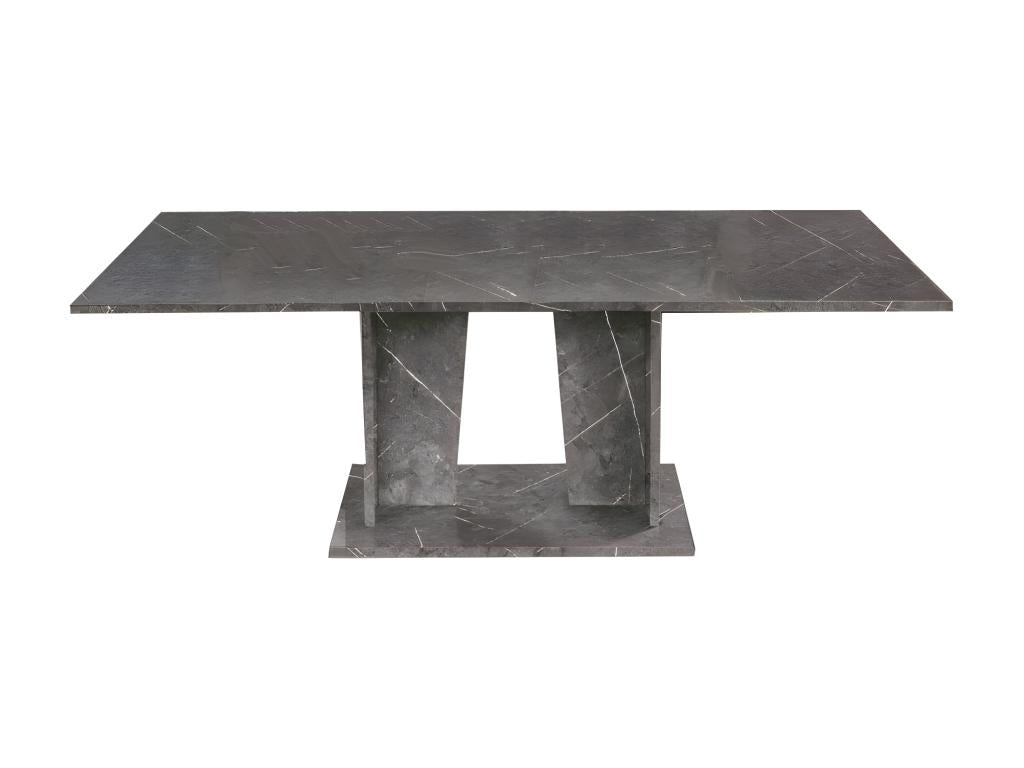 Table de repas 180/225 cm marbre gris brillant - Vertchez - L 180/225 x l 100 x H 76 cm