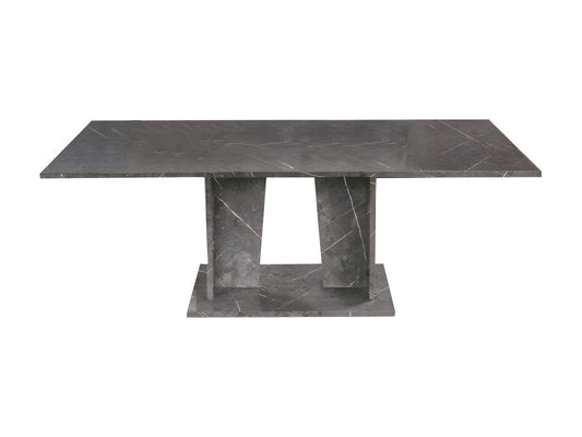 Table de repas 180/225 cm marbre gris brillant - Vertchez - L 180/225 x l 100 x H 76 cm