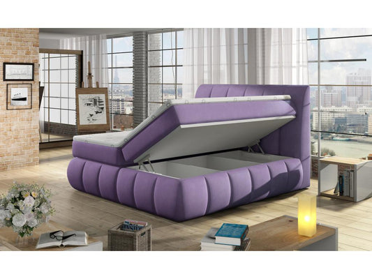 Lit continental matelassé tissu noir Vertchez-140x200