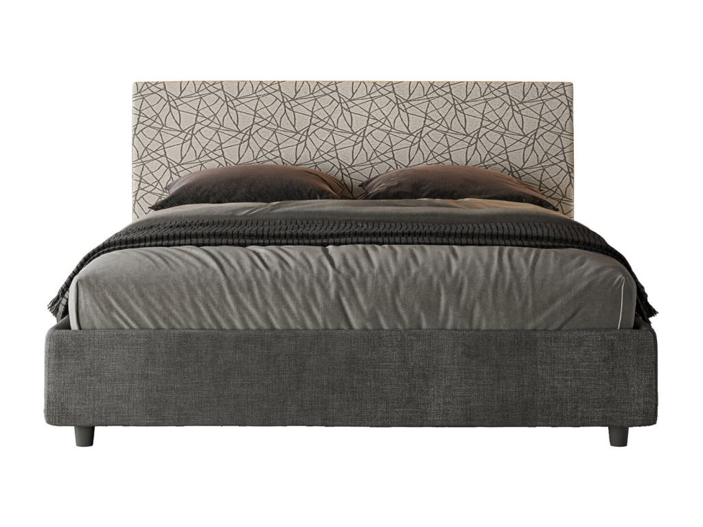 Lit coffre double capitonné 160x200 en tissu Vertchez gris Vertchez 02