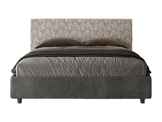 Lit coffre double capitonné 160x200 en tissu Vertchez gris Vertchez 02