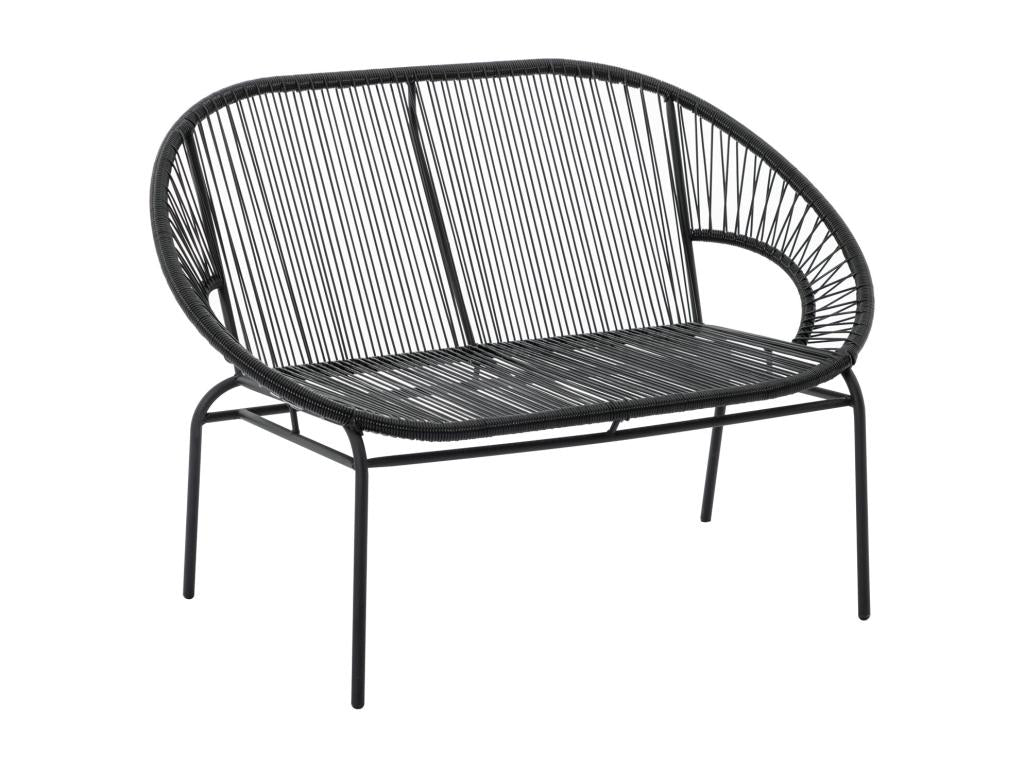 Banc de jardin en fils de résine tressés - Noir - Vertchez III de Vertchez