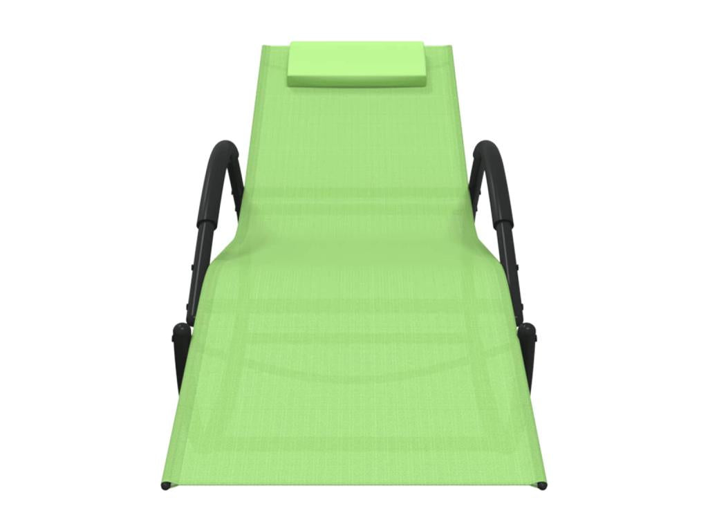 Chaise longue à bascule vert acier et textilène
