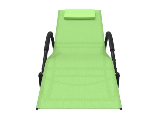 Chaise longue à bascule vert acier et textilène