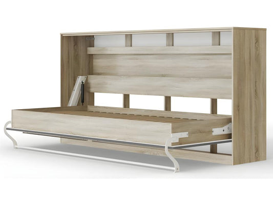 Armoire Lit escamotable 90x200cm Vertchezérieur Horizontal Lit Rabattable Lit Mural Chêne Vertchez/Anthracite