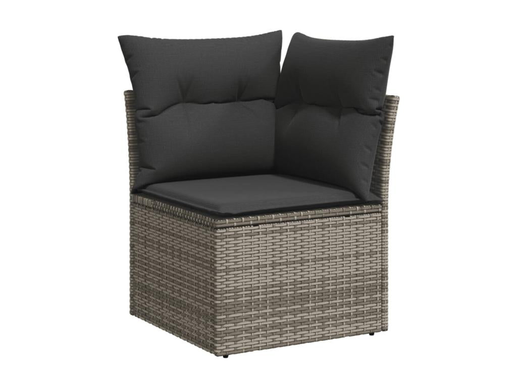 Salon de jardin avec coussins 10 pcs gris résine tressée