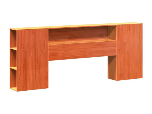 Lit bibliothèque sans matelas cire marron 200x200cm bois massif